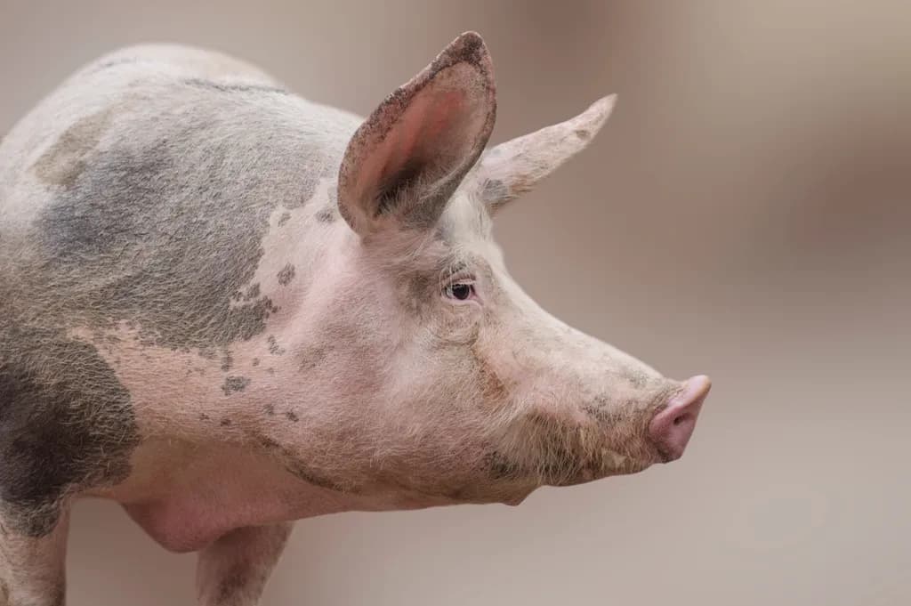 Profilbild Tierporträt von großen Hausschweinen.