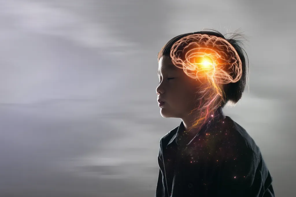 Gehirn Nervensystem Konzept.Wissenschaft ist etwas, das Kinder studieren und lernen sollten.Denken Prozess und Psychologie der Kinder.