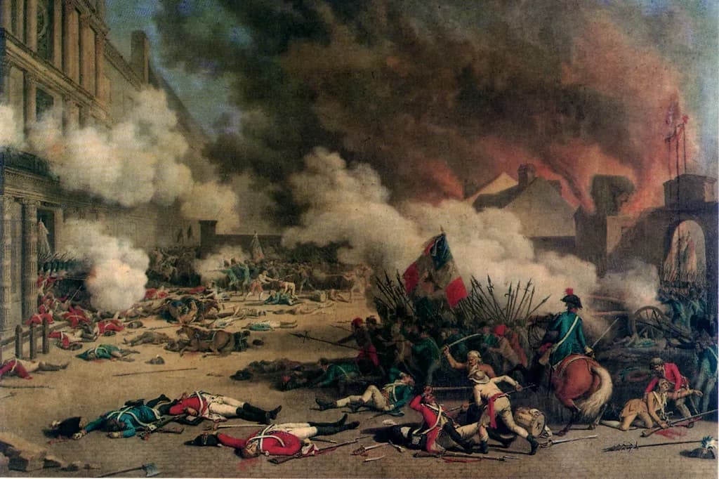 Der Sturm auf die Tuilerien am 10. August 1792. Gemälde von Jean Duplessis-Bertaux, 1793.