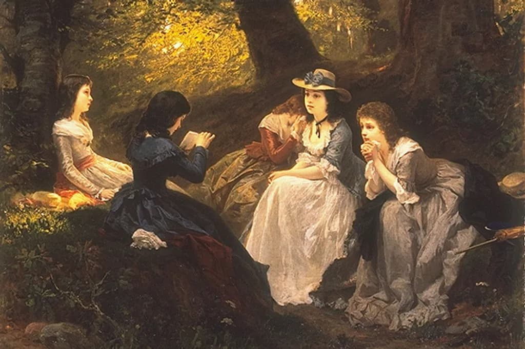 Wilhelm Amberg: Vorlesung aus Goethes „Werther“, 1870